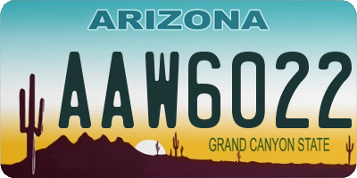 AZ license plate AAW6022
