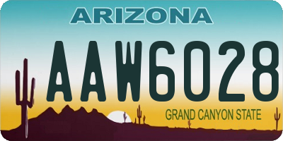 AZ license plate AAW6028