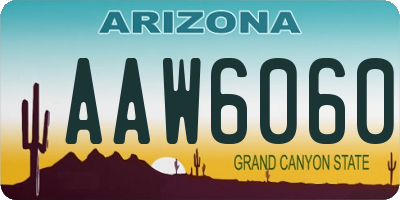 AZ license plate AAW6060
