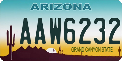 AZ license plate AAW6232
