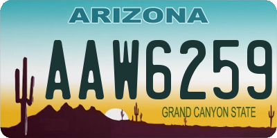AZ license plate AAW6259