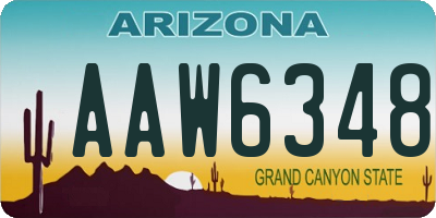 AZ license plate AAW6348