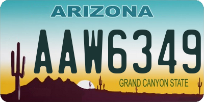 AZ license plate AAW6349
