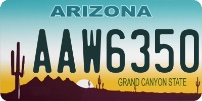 AZ license plate AAW6350