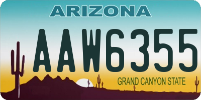 AZ license plate AAW6355