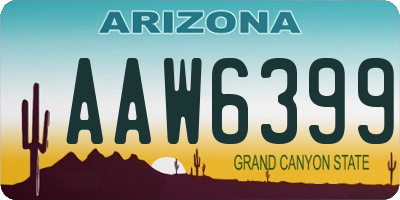 AZ license plate AAW6399