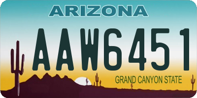 AZ license plate AAW6451