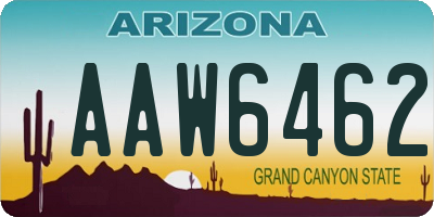 AZ license plate AAW6462
