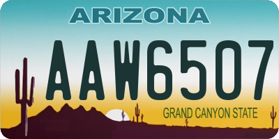 AZ license plate AAW6507