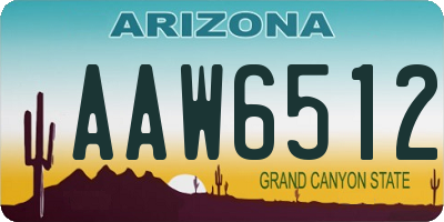 AZ license plate AAW6512