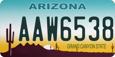 AZ license plate AAW6538