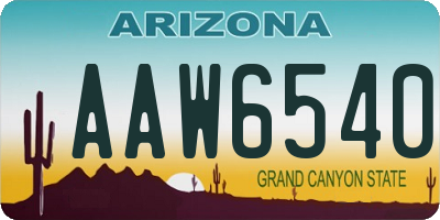 AZ license plate AAW6540