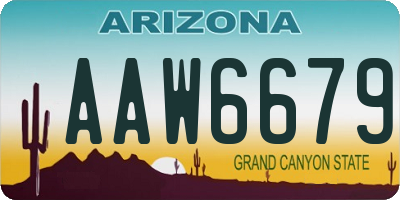 AZ license plate AAW6679