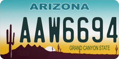 AZ license plate AAW6694