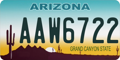 AZ license plate AAW6722