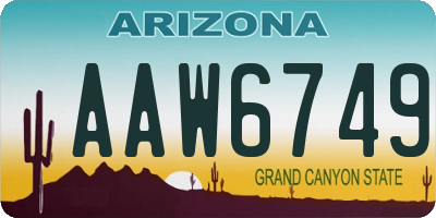 AZ license plate AAW6749