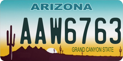 AZ license plate AAW6763