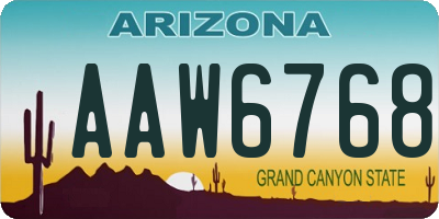 AZ license plate AAW6768
