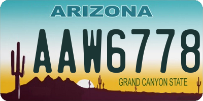 AZ license plate AAW6778