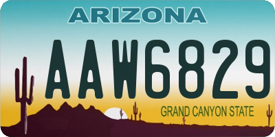 AZ license plate AAW6829