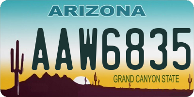 AZ license plate AAW6835