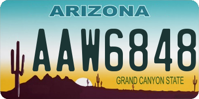 AZ license plate AAW6848