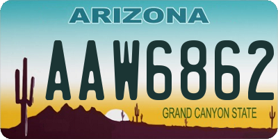 AZ license plate AAW6862