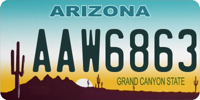 AZ license plate AAW6863