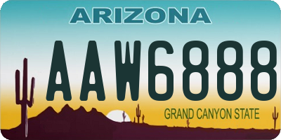 AZ license plate AAW6888
