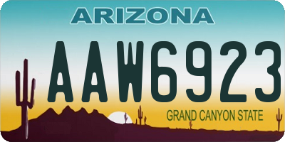 AZ license plate AAW6923