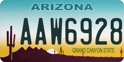 AZ license plate AAW6928