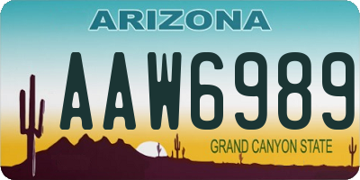 AZ license plate AAW6989