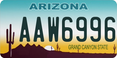 AZ license plate AAW6996