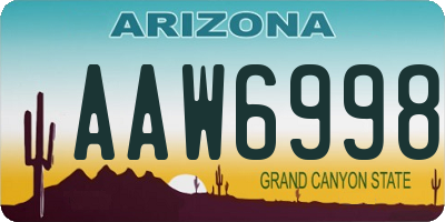 AZ license plate AAW6998