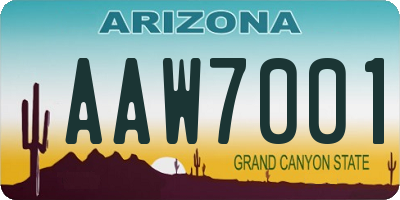 AZ license plate AAW7001