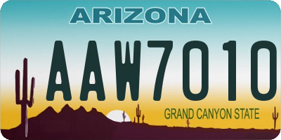 AZ license plate AAW7010