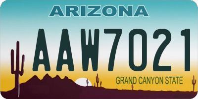 AZ license plate AAW7021