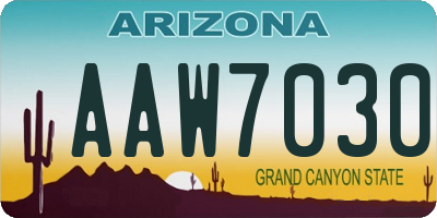 AZ license plate AAW7030