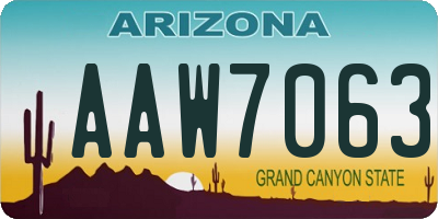 AZ license plate AAW7063