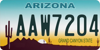 AZ license plate AAW7204