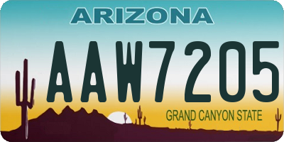 AZ license plate AAW7205