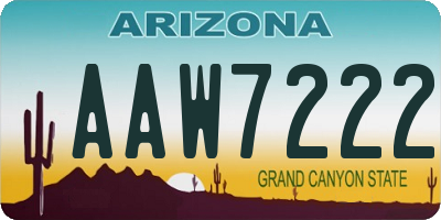 AZ license plate AAW7222