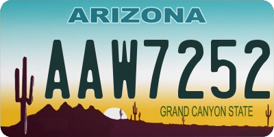 AZ license plate AAW7252