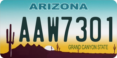 AZ license plate AAW7301
