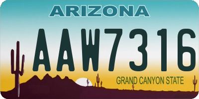 AZ license plate AAW7316