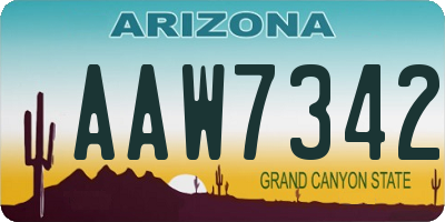 AZ license plate AAW7342