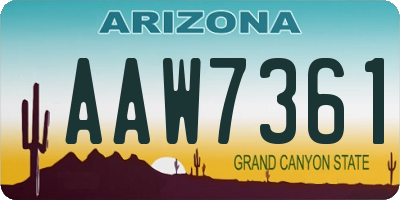 AZ license plate AAW7361