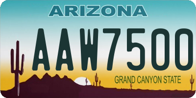 AZ license plate AAW7500