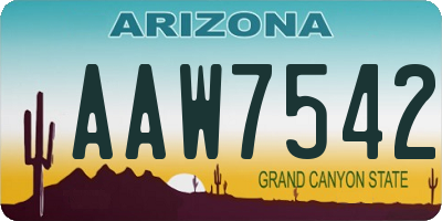 AZ license plate AAW7542