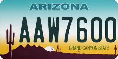 AZ license plate AAW7600